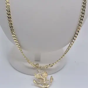 Eagle with Cross Pendant Necklace Gold Laminates Chain Fashion Jewelry for Men Women