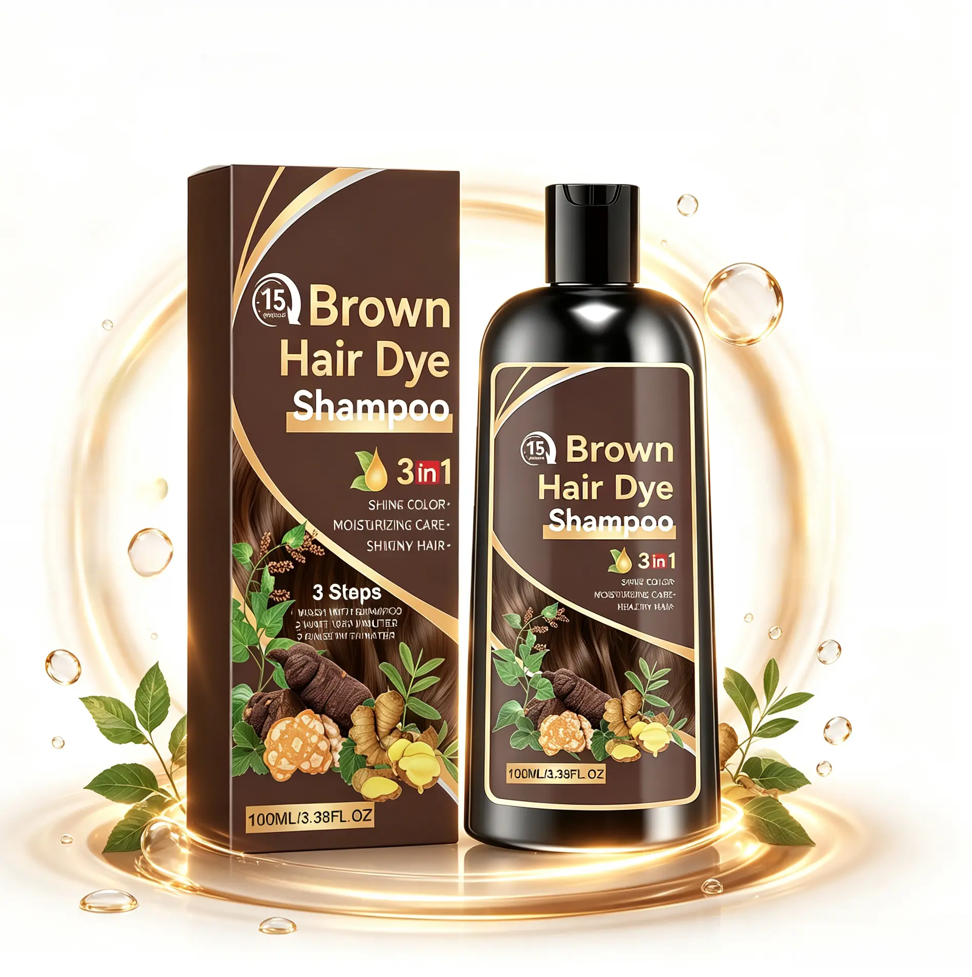 Brown Plant Essence Silicone-Free Shampoo - Organic Cupuau Butter Formula, Plant Extracts for Oily Scalp, Nourishes, Voluminates, Defines Curls, Leaves Hair Smooth & Shiny, Leave-In Conditioner Spray eva nyc flat oleanolic less simply grow tonic