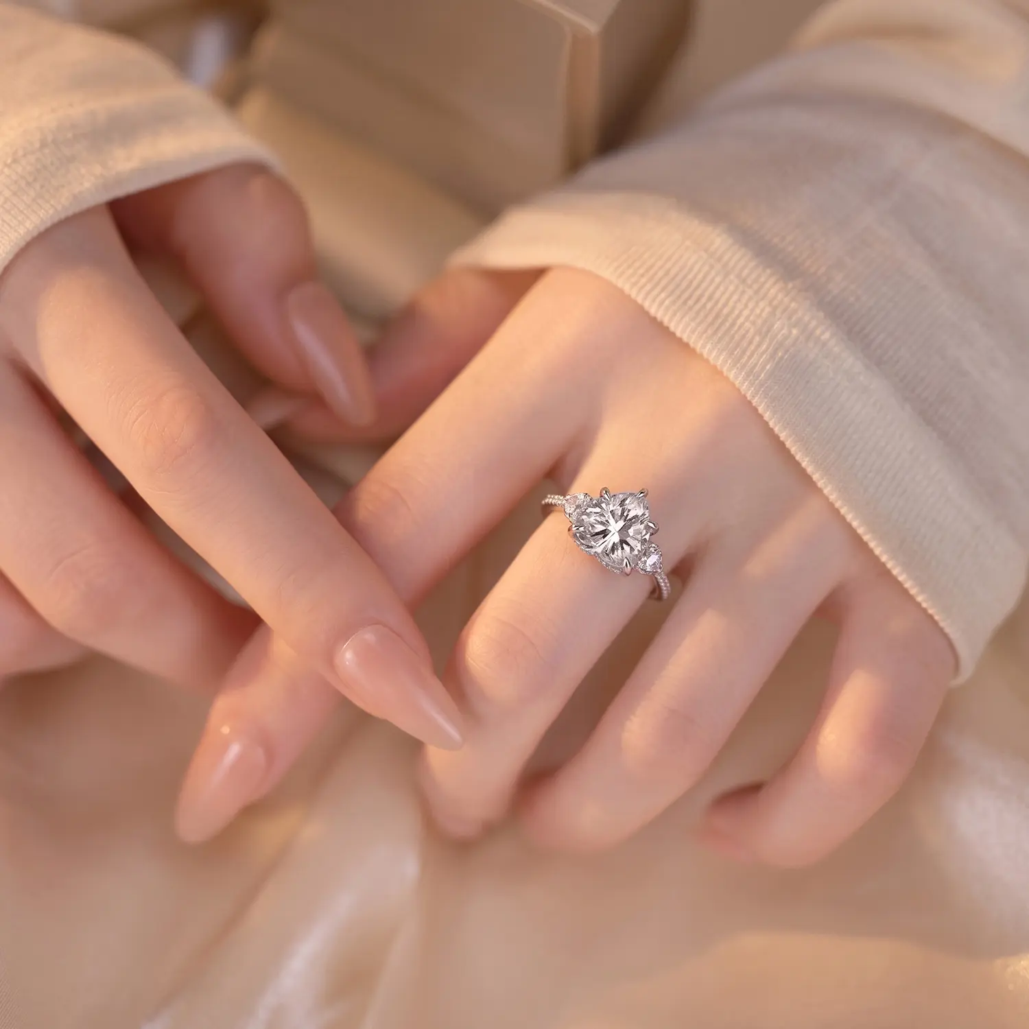 4CT Heart Cut Engagement Ring 14K Gold & White Gold Plated Romantic Bridal Ring