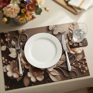 3D Flower Pattern Home Decor Mat, Bathroom Rug, Table Mat, Coffee Machine Pad, Cup Holder, Multi-Purpose Indoor Decoration