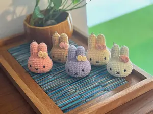 Loopy Puff - Handmade Crochet Miffy Bow Plush Keychain