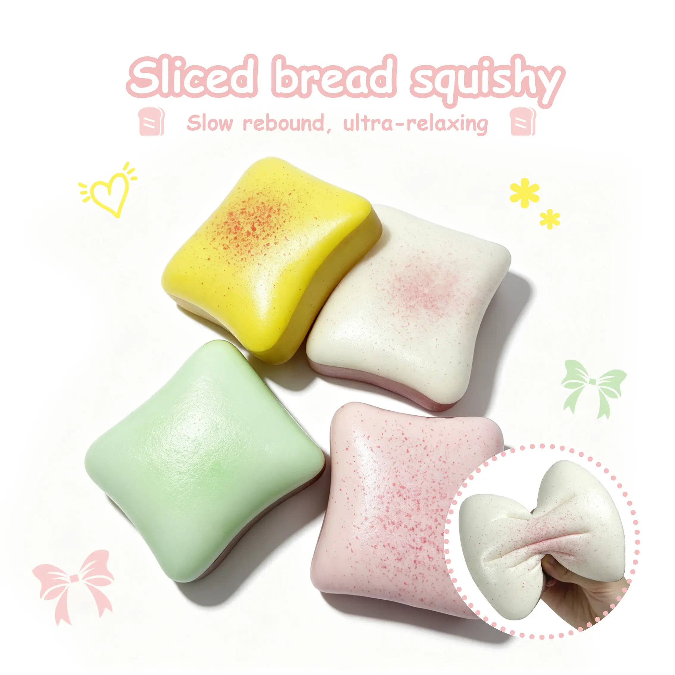 Soft Bread Squishies - Bread Smell,Stress Relief Fidget Toy Set, Anxiety Relief Tool, Ideal Gift for Adults & Kids squeeze toy, Squishy Stress Relief, Moldable Stress Reliever