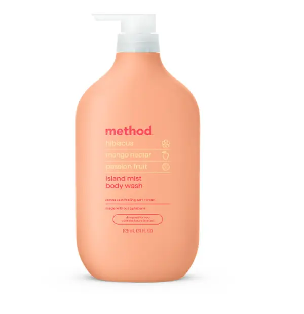 Method Body Wash, Island Mist-Leaves Skin Feeling Soft & Moisturized, Made Without Parabens, Notes of Hibiscus, Mango Nectar & Passion Fruit, 28 fl oz