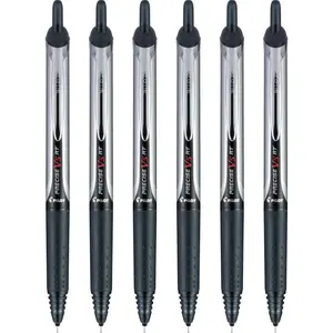 Precise V5 RT Refillable & Retractable Rollerball Pens, Extra Fine Point Pens 0.5 mm, Black, Pack of 6 - Ideal for School, Journaling & Office Writing