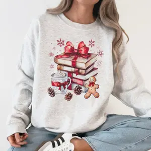 All Booked for Christmas Sweatshirt, Coquette Christmas Books Sweater, Book Lovers Hoodie, Christmas Teacher Shirt, Librarian Gift T-Shirt, Gift for Teachers
