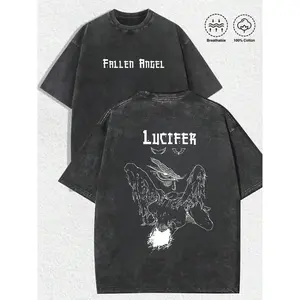 Washed T-shirt Lucifer Fallen Angel Tee |   Vintage Washed, Double-Sided Print