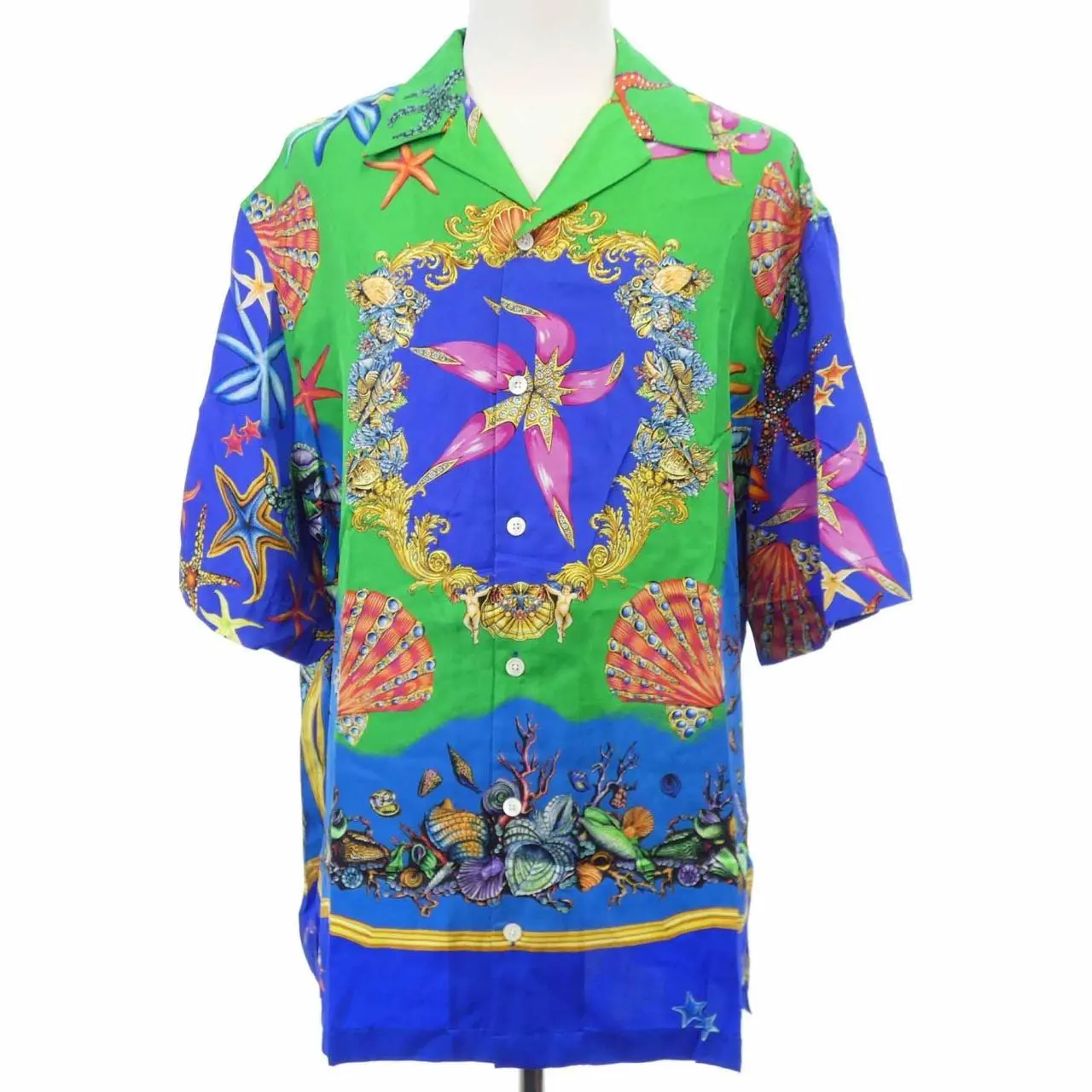 Pre-owned VERSACE Silk Small Leather Goods Short Sleeve Shirt
