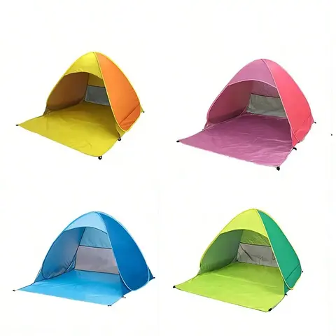 Portable Ultra-Light Beach Shelter Tent for 2-3 People with UV Protection Carrying Bag & Fixing Poles Ideal for Family Beach Days Garden Relaxation or Camping Adventures