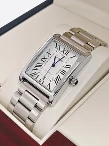 Men's Rectangle Business Casual Watch, Tank Series Fashion Analog Quartz, Waterproof Steel Band, Perfect Gift for Any Occasion, Waterproof Wristwatch