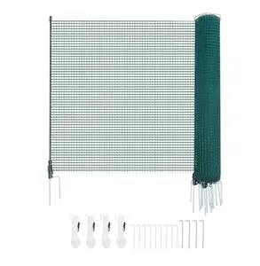 Temporary Fence with Posts, 3x49.2ft Plastic Mesh Fencing - Garden Safety Netting with Stakes & Ropes for Dogs, Chickens, Plants 15 m 0.9 m