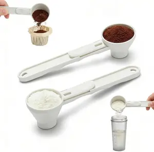 [Buy One Get One Free] Protein Powder Sliding Scoop, suitable for pre-workout creatine powder formulas, coffee, milk powder, chocolate powder, etc. High-quality funnel, kitchen utensil, BPA-free plastic, perfect gift.