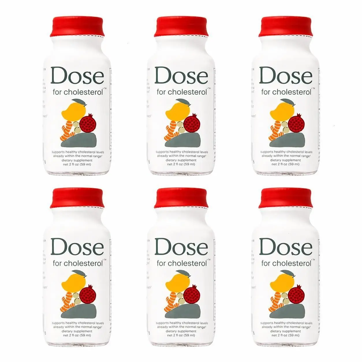 DOSE Cholesterol Support Liquid Wellness Shots 6 Pack, 2 fl oz Each – Heart Health Supplement with CoQ10, Pomegranate, Turmeric Curcumin & Amla – Supports Healthy LDL Levels, Cardiovascular Wellness, Vegan, Zero Sugar Daily Drink