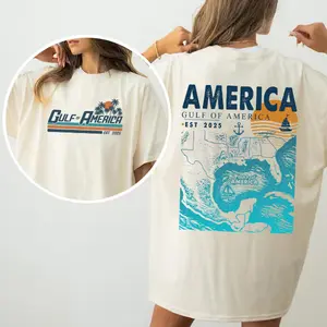 Vintage Gulf of America 2025 Tee | Full-Color Patriotic Shirt | Unisex Independence Day Gift Casual Cotton Tshirt