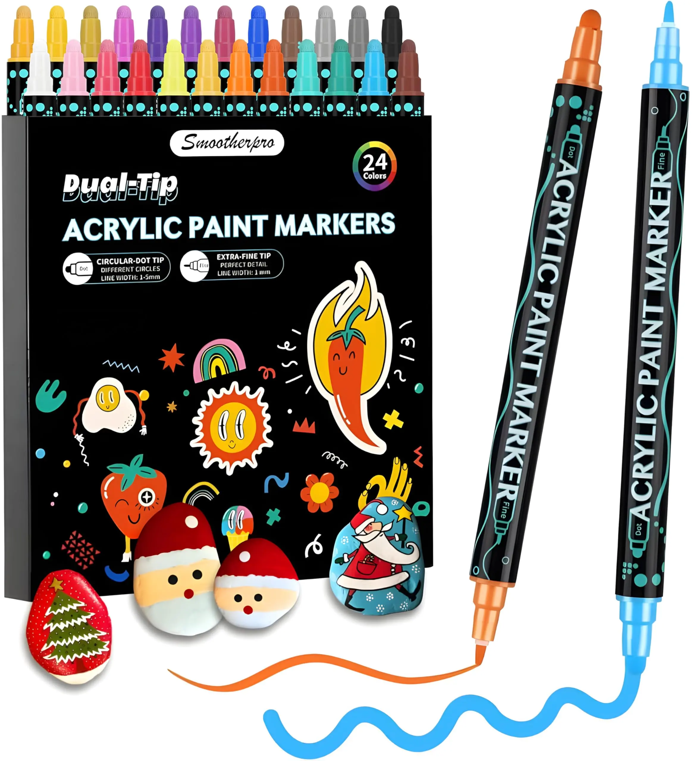 SMOOTHERPRO 24/36-Color Dual-Tip Acrylic Markers – Color-Accurate & Ultra-Smooth Blending for Pro Sketching & DIY Crafts back to school shopping