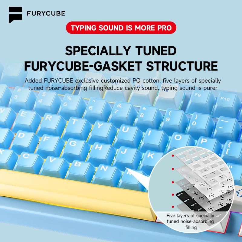 FURYCUBE F75PRO RGB Aluminium Mechanical Keyboard 75% GASKET Structure Bluetooth Gaming Keyboard