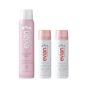 Evian Facial Spray Glow-On-The-Go Bundle - Instantly Hydrate & Nourish - Boost Radiance - Travel Friendly - Natural Skincare - All Skin Types
