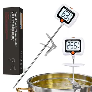Candy Thermometer for Candy Making with Pot Clip,  Read Thermometer Digital for Cooking, Baking, Candy and Cheese Making - 10 Inch Probe, Large Rotating LCD Display, Essential Baking Tool