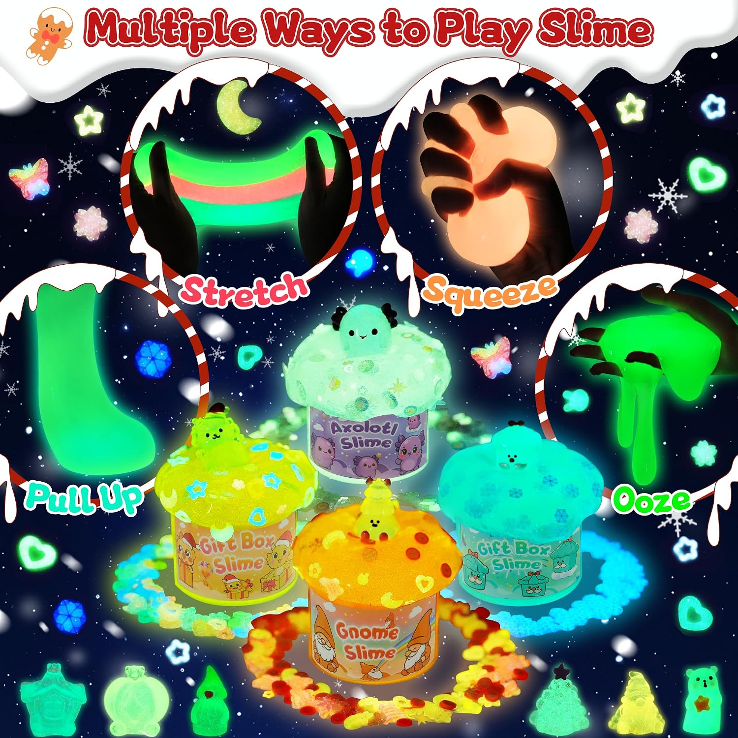 2026 Slime Advent Calendar, Christmas Countdown Calendar with 24 Days of Surprises, Glow-in-the-Dark Slime Kit Toy for Kids Teens