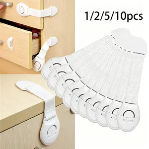 Security Cabinet Locks, Easy Install Drawer Door Protectors, Adjustable Straps, Anti-Bump Design, Home & Office Safety, 1/2/5/10 Pack, Multiple Packs