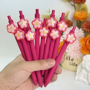 30/50pcs Cherry Blossom Kawaii Retractable Ballpoint Pens, Durable Black Pens, Ideal Gift for Students