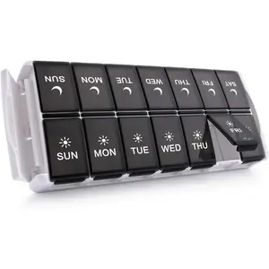 Weekly Portable Pill Organizer 2 Times a Day, Easy Fill Medicine Pill Case Organizer AM PM Pill Holder Organizer, Travel Large Capacity 7 Day Pill Box for Pills/Vitamin/Fish Oil/Supplements
