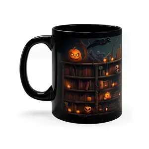 Witches Bookshelf Mug Halloween Mug Halloween Decor Halloween Gift Spooky Coffee Mug Jackolantern Mug Halloween Teacher Mug