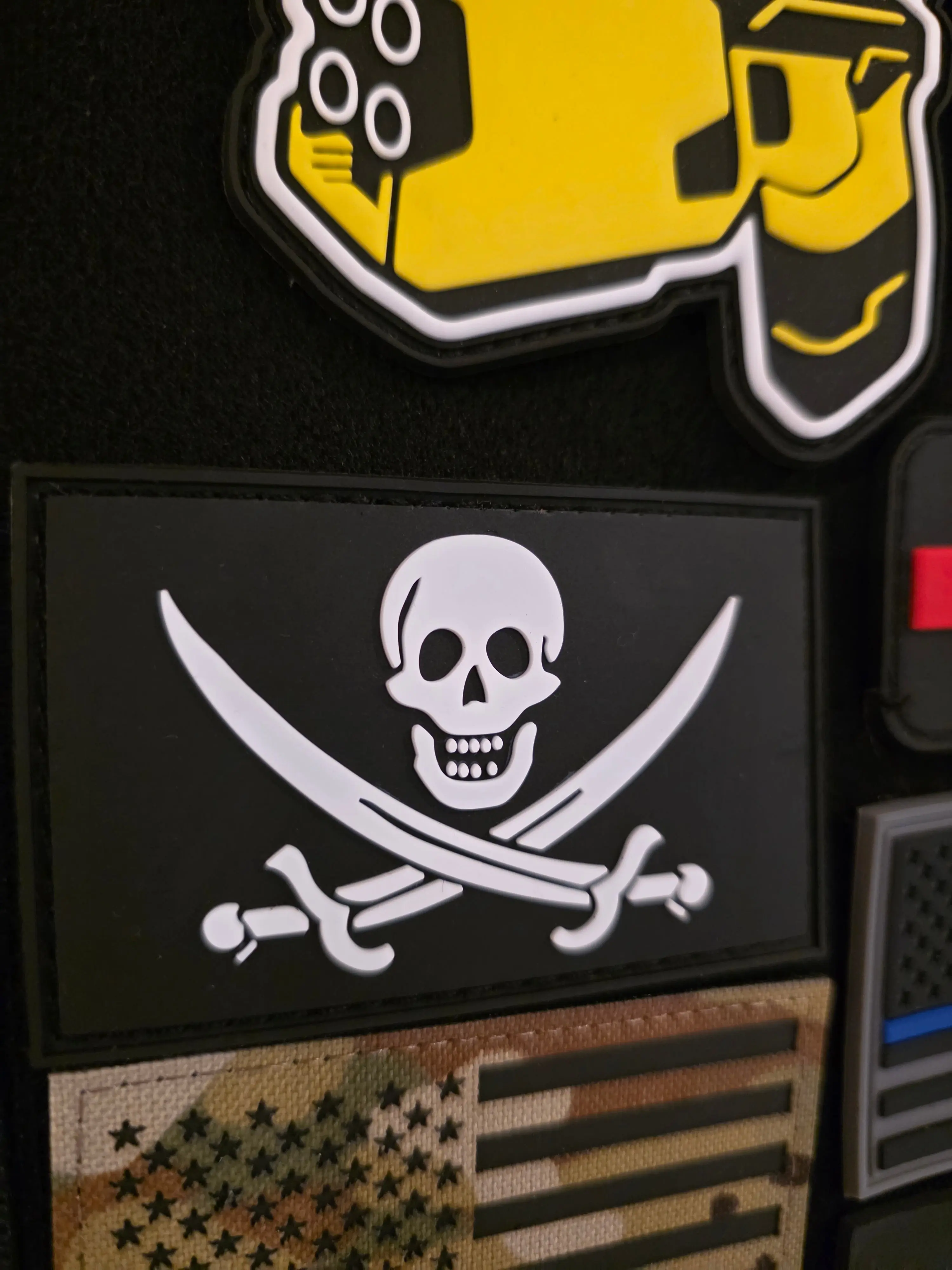 Jolly Roger Pirate Motif Skull and Crossed Swords Tactical Morale Patch - PVC Military EDC Accessory, 3x2 in, Rugged Construction, Durable, Weather-Resistant, Bold Tactical Look, Hook-Loop Back for Sewing Supplies, Fast On/Off Swap, Instant Intimidation