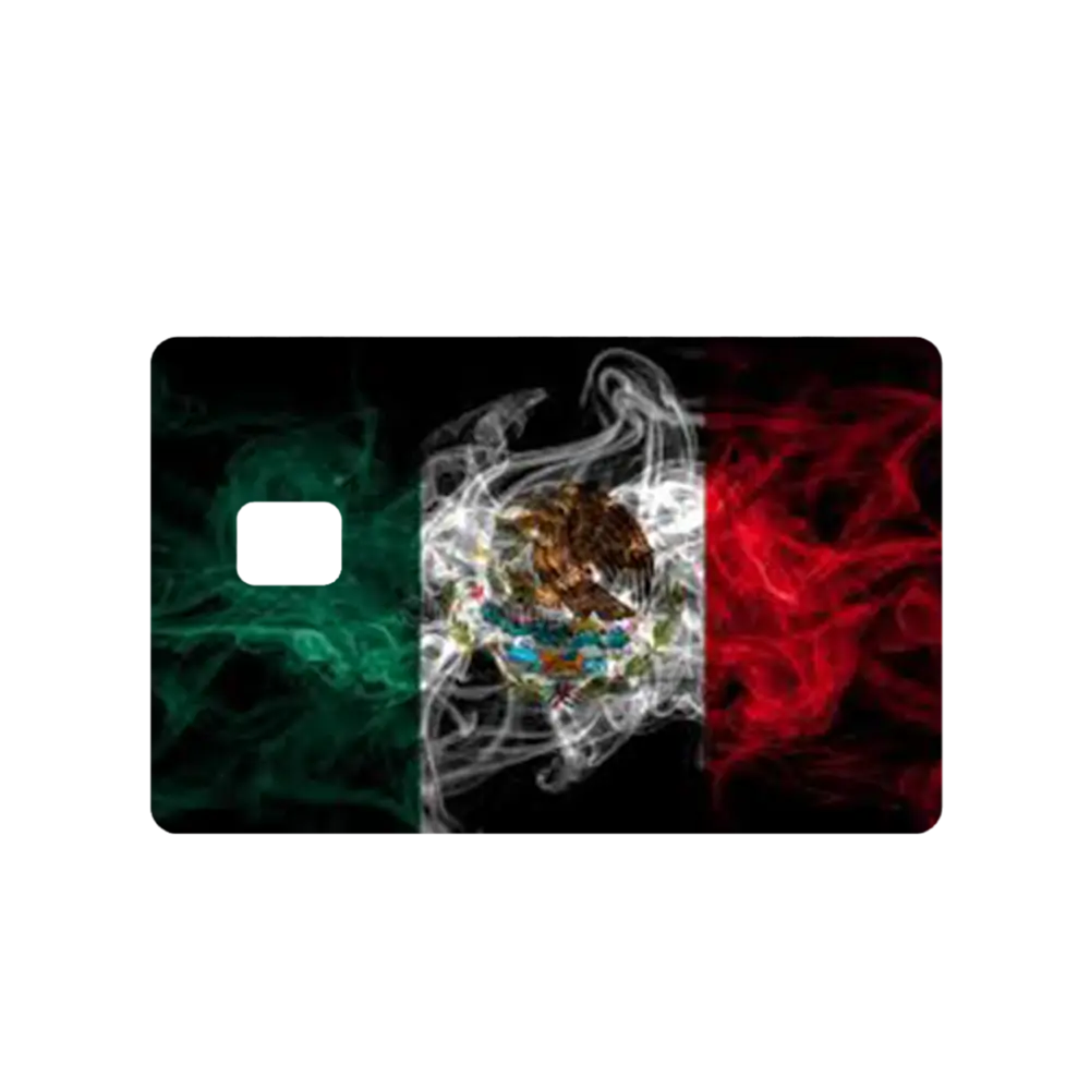 Custom Adhesive Stickers Smokey Mexico Flag Credit Card Sticker - High Quality, Waterproof, Stain Resistant, Vinyl
