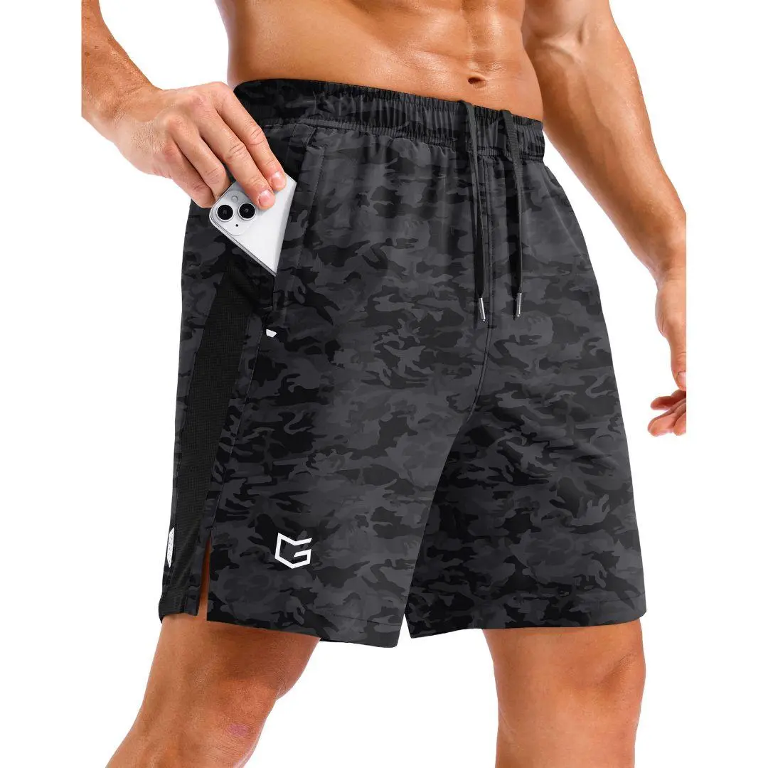 G GRADUAL Men's 7" Athletic Shorts, Lightweight Dry-Fit Stretchy Sportswear with Zip Pockets, Mesh Panels for Running, Hiking & Gym, Active Sportswear Men's Sports Shorts, Dry-Fit Stretchy Men's Sports Shorts,travel essentials,camping essentials