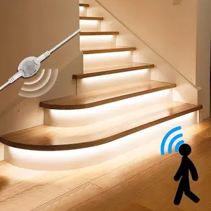 USB Powered Motion-Sensor LED Strip Light, 1 Count 5m Soft Adhesive LED Light with Infrared Sensor for Bedside, Stairs, Corridors & Cabinets
