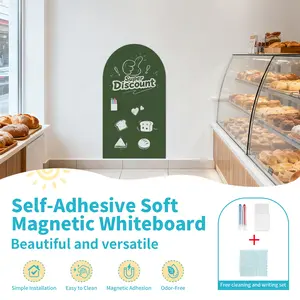 1 dark green soft magnetic arch set that can be painted and written on, with self-adhesive magnetic installation - perfect for office notes, study room use, wall decoration for restaurant messages - 15.72inch31.50inch Classroom Decoration