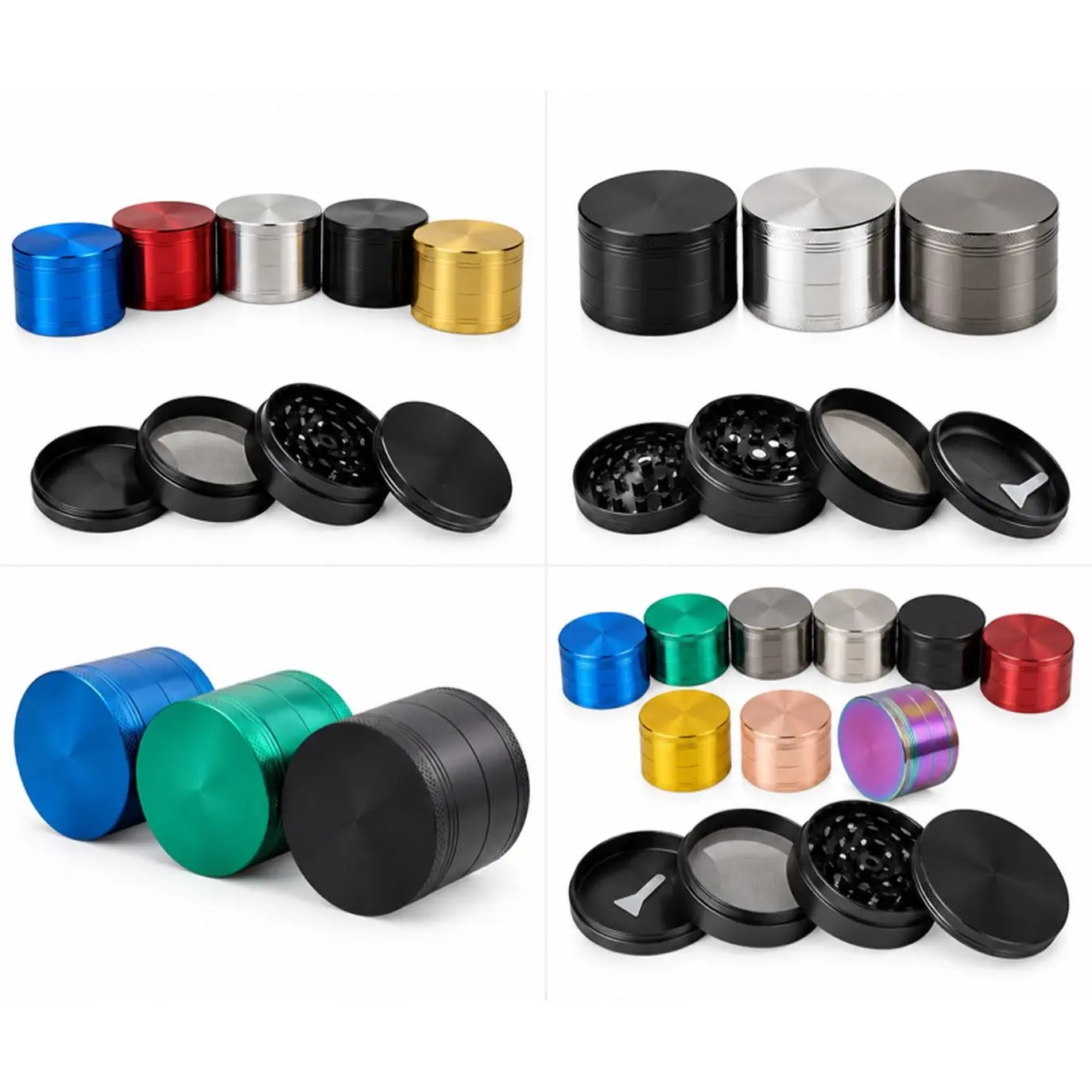 Colorful Metal Grinders in Red Blue Silver Black Gold Green Blue Red Options for 8.99