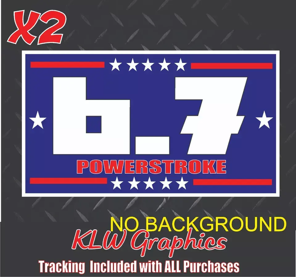Powerstroke 6.7 Red White Blue Full Color Decal Sticker Turbo Diesel Truck 7.3 6.7 Crew Cab USA Funny Dad