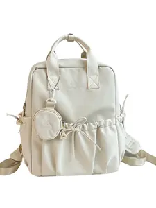 Simple Backpack, University Commuter Book Bag, Casual Backpack with Coin Purse, Japanese Sweet Style, Lightweight Large Capacity Student Bag