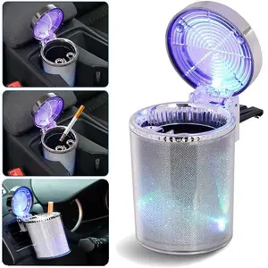 Car Ashtray With Lid Smell Proof, Portable Mini Car Trash,Portable Car Ashtray,Smokeless Stand Cylinder Cup Holder,Universal Car Interior Accessories