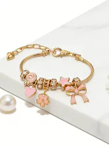 Cute bow, heart, flower rhinestone bracelet — exquisite full-diamond bracelet with a girly style; a trendy, high-value matching accessory. Luxurious, fashionable jewelry for women; an ideal gift for birthdays and festivals.