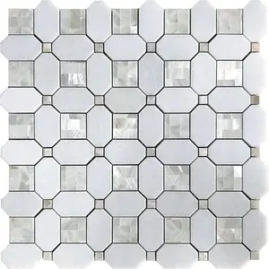 ALASKA ALASKAN PEARL Thassos/Shell Mosaic Tile