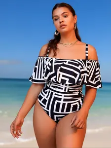 Plus Size Off Shoulder Ruffle Swimsuit | Tummy Control One Piece Bathing Suit | Curve Confidence Swimwear, Plus Size Swimsuits, Curve Fit