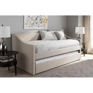 212 MAIN Barnstorm Modern & Contemporary Beige Fabric Upholstered Couch Day Bed with Wheeled Guest Trundle Bed - 37.28x42.72x82.28 in Indoor Furniture
