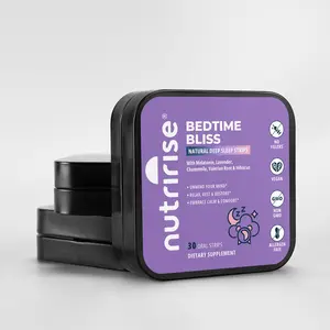 NUTRIRISE Bedtime Bliss: Natural Deep Sleep Strips - Raspberry Flavor, 30 Oral Strips for Restful Sleep, Non-Addictive, All-Natural Ingredients - Healthcare
