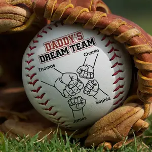 Personalized Daddy’s Dream Team Baseball Gift for Dad, Custom Kids Names Baseball, Father’s Day Gift from Son Daughter