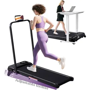Portable Foldable Walking Pad with Handle Bar and Adjustable Incline, Under Desk Walking Pads Treadmill with Incline and Handles, 3.5HP Folding Electric Treadmills for Home Small, 0.6-7.6MPH, 350LBS
