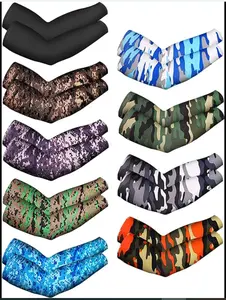 9 Pairs Unisex UV Protection Sleeves Camouflage & Black Arm Cooling Ice Silk Arm Cover Sleeves for Men Women