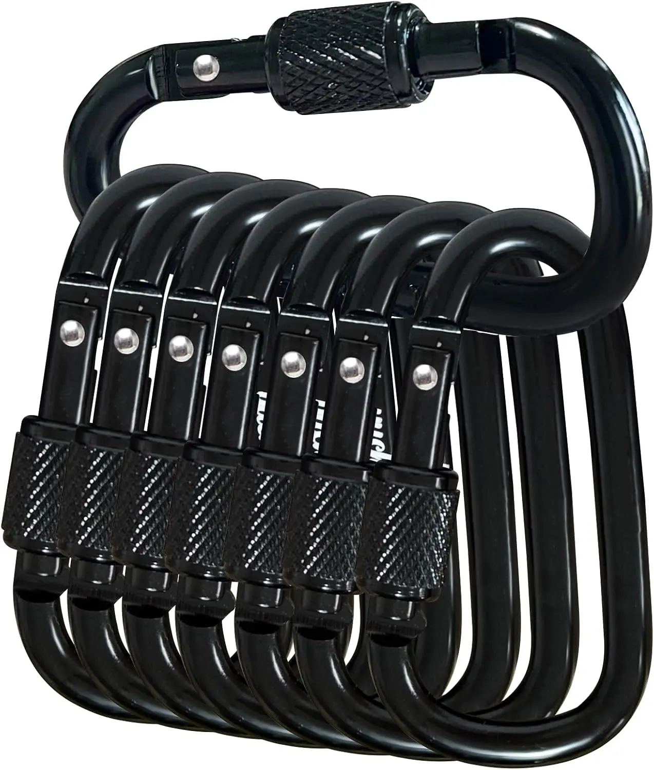 8 Pack D-Shape Carabiner Clasp with Screw Gate, 2.2 Inch  Clip Key Chain Buckle,  Alloy Keyrings Hook for Outdoor Hiking not for Climbing