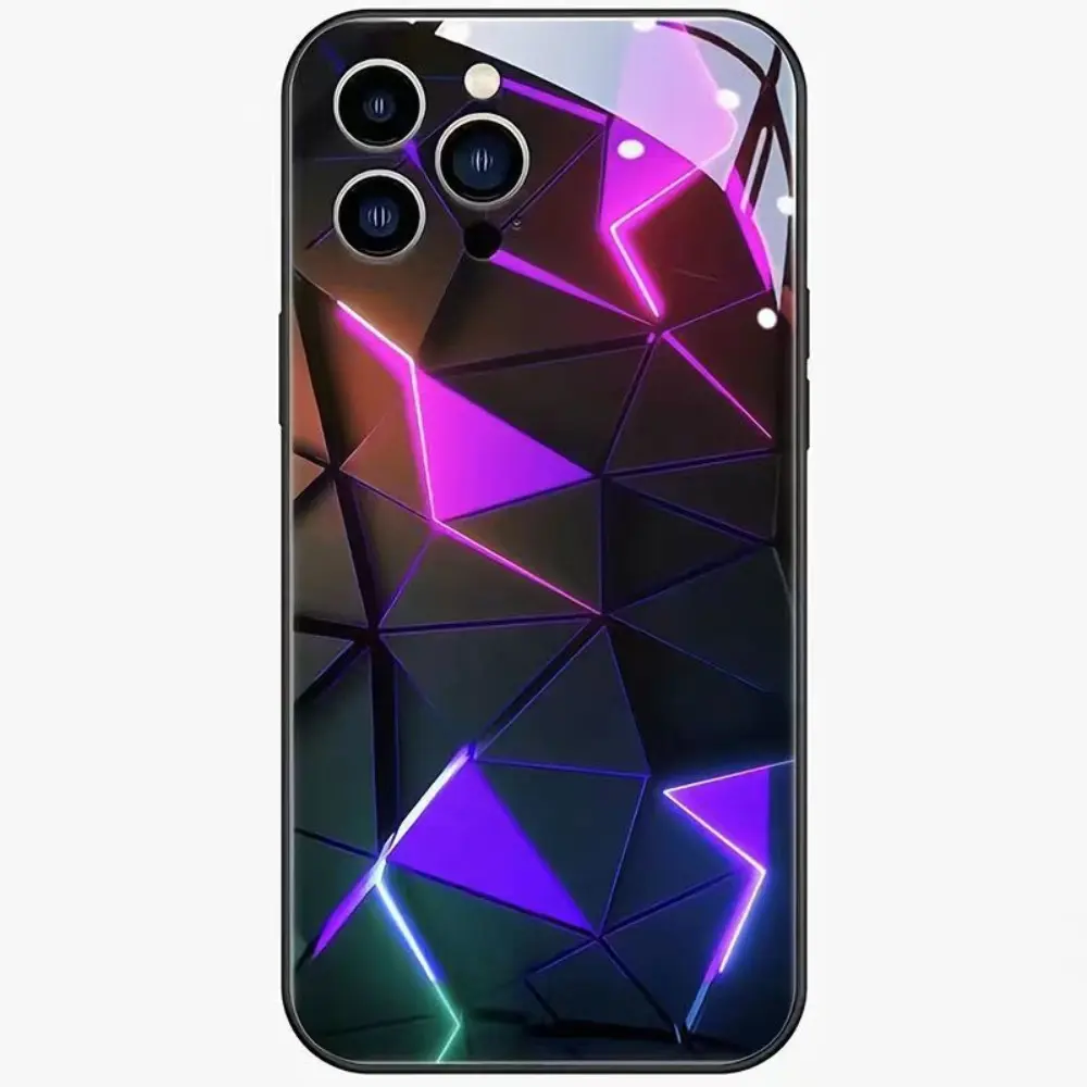 Flashing White Light Glass Phone Case & Cover, Soft-Frame Casing for iPhone 17/16/15/14/13/12 Pro Max, Anti-Scratch Mobile Accessory Triggered by Calls/Messages/Music, Ultra-Bright Night-Visible Protector