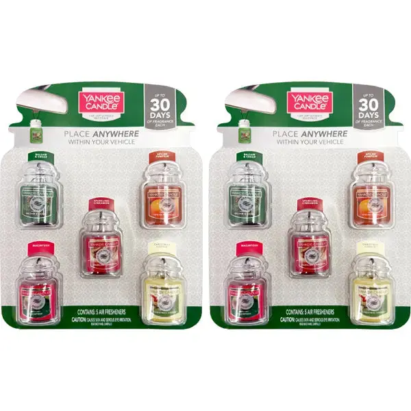 2 Pack - Yankee Candle Car Jar Multipack Air Freshener Holiday Scents 5 Count