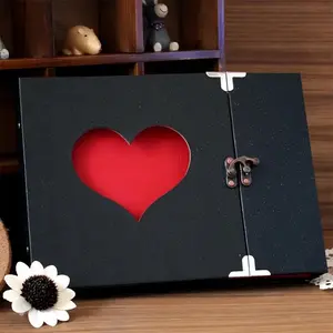 Charming Heart Photo Album Gift Set, Long Rectangular Paper Home Decor Scrapbook, Creative Cardstock Ring Binder