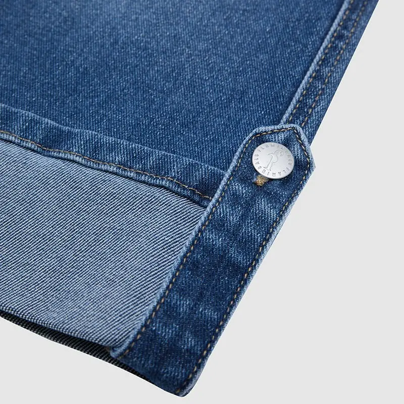 Flamingals Drawstring Flap Pocket Roll Hem High Waist Straight Leg Crop Jeans