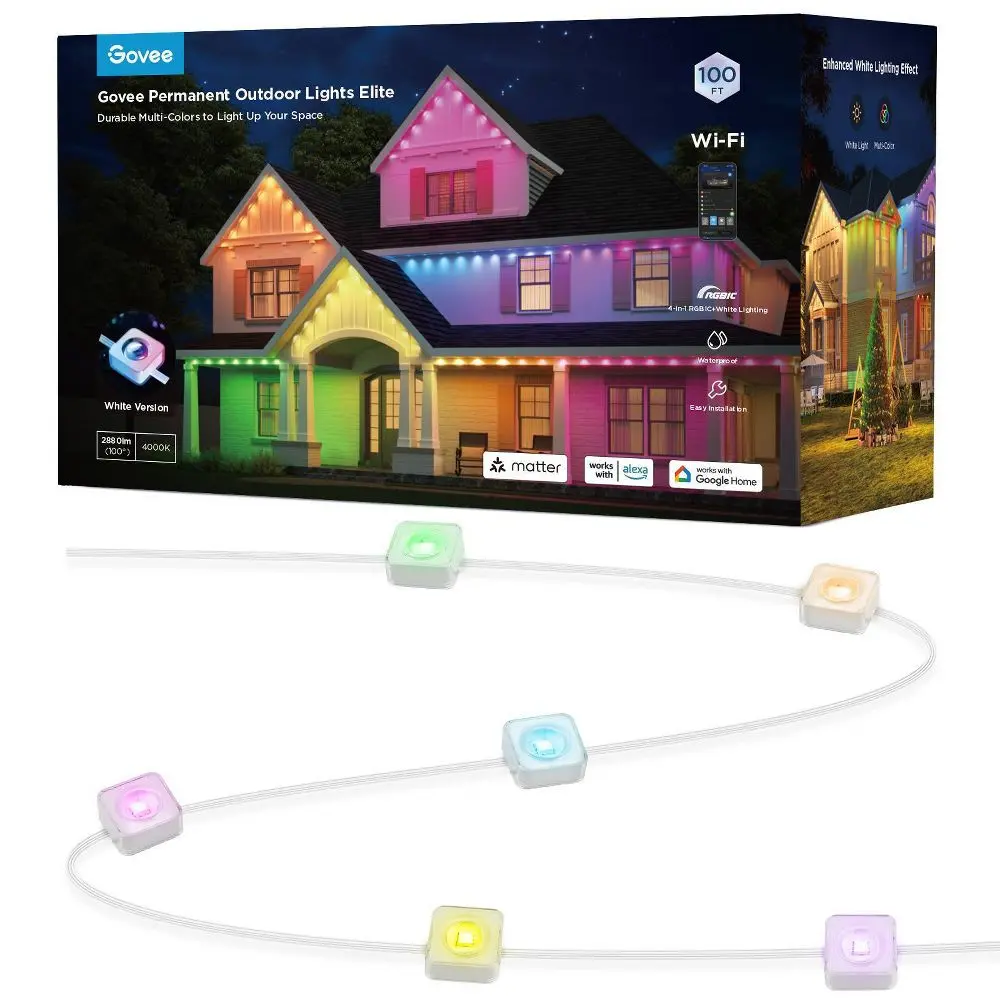 Govee 100ft RGBICW White Permanent Outdoor Lights Elite Govee 100ft RGBICW White Permanent Outdoor Lights Elite