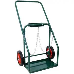 Heavy Duty Wagon – 440lbs Capacity Mobile Folding Welding Cart with 10-in Solid Rubber Wheels, Large Dual Oxygen Tank Holder, for Welding Use